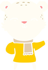 happy flat color style cartoon polar bear