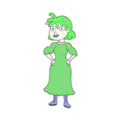 freehand drawn cartoon alien woman