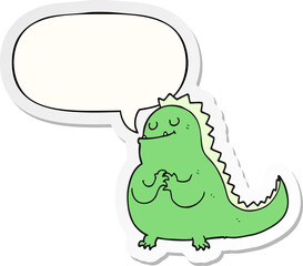 cartoon dinosaur with speech bubble sticker