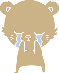 crying flat color style cartoon bear