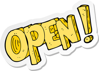sticker of a cartoon open symbol