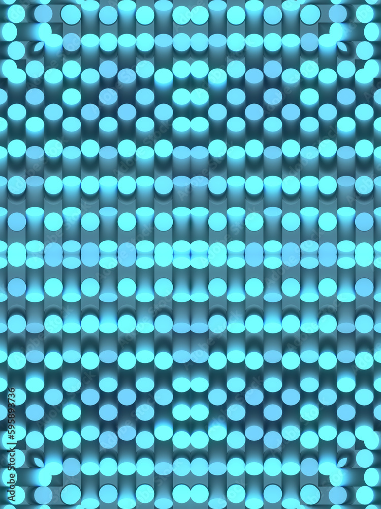 Poster Digital background of tilted cylinders with a trendy blue colored gradient. 3d rendering illustration