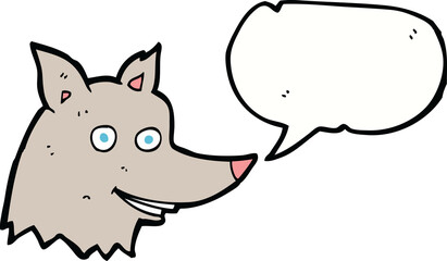 cartoon wolf head with speech bubble