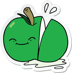 sticker of a cartoon sliced apple