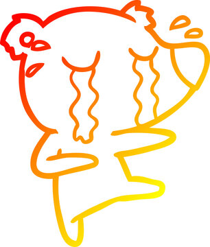 recommend clip art: warm gradient line drawing of a cartoon crying bear