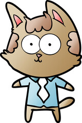 happy cartoon cat office worker