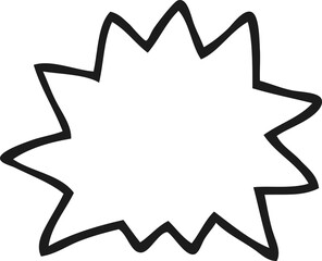 freehand drawn black and white cartoon explosion symbol