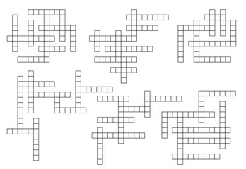 Crossword game grid. Word puzzle quiz vector template with blank white and black square boxes. Find a word game newspaper crosswords, brain teasers, riddles and mind puzzles