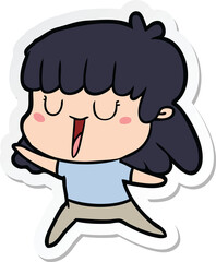 sticker of a cartoon woman