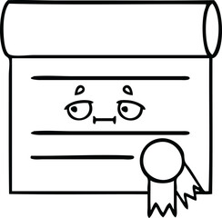 line drawing cartoon of a certificate