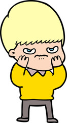 annoyed cartoon boy