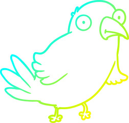 cold gradient line drawing of a cartoon bird