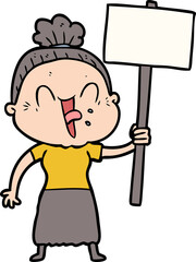 cartoon happy old woman