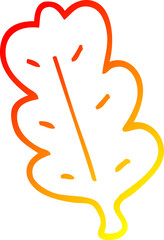 warm gradient line drawing of a cartoon leaf
