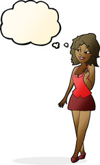 cartoon attractive office woman with thought bubble