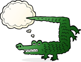 cartoon crocodile with thought bubble