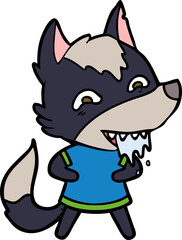 cartoon hungry wolf