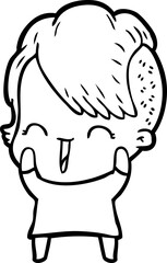 cartoon happy hipster girl