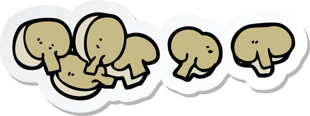 sticker of a cartoon chopped mushrooms