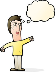 cartoon annoyed man with thought bubble