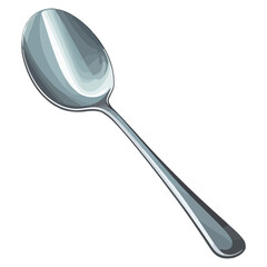 Shiny metal spoons reflect on white