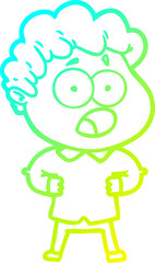 cold gradient line drawing of a cartoon man gasping in surprise