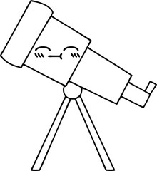 line drawing cartoon of a telescope
