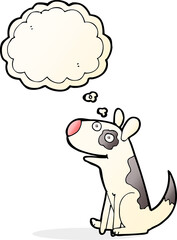 cartoon happy dog with thought bubble