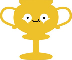 flat color retro cartoon of a trophy