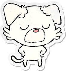 distressed sticker of a cartoon dog