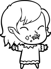 cartoon vampire girl with blood on cheek