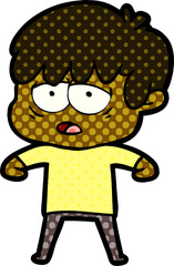 cartoon exhausted boy
