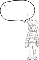 freehand drawn speech bubble cartoon teenager