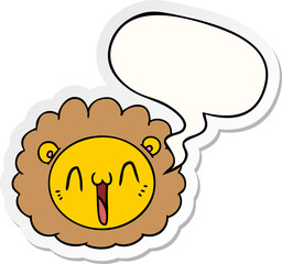 cartoon lion face with speech bubble sticker