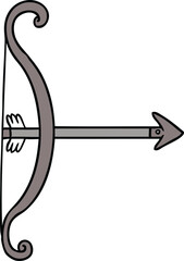 hand drawn cartoon doodle of a bow and arrow