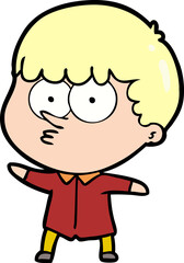 cartoon curious boy