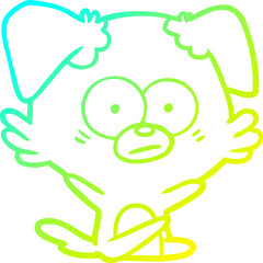 cold gradient line drawing of a nervous dog cartoon