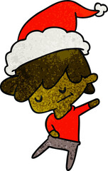 hand drawn christmas textured cartoon of kawaii boy