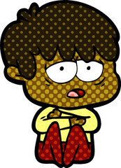 cartoon exhausted boy