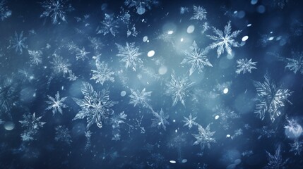 Fototapeta na wymiar Arrière plan graphique, neige en flocon et glace , fond bleu et blanc, illustration ia générative