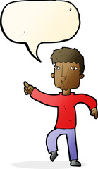 cartoon dancing man with speech bubble