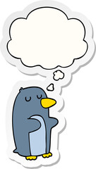 cartoon penguin with thought bubble as a printed sticker