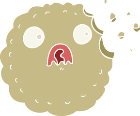 frightened cookie flat color style cartoon