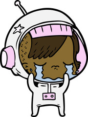 cartoon crying astronaut girl