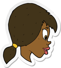 sticker of a cartoon pretty female face