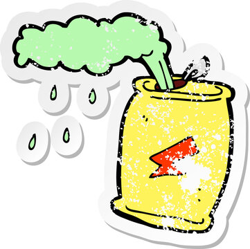 recommend clip art: retro distressed sticker of a cartoon fizzing soda can