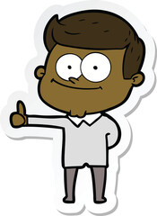 sticker of a cartoon smiling man