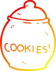 warm gradient line drawing of a cartoon cookie jar