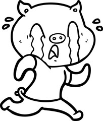 crying pig cartoon