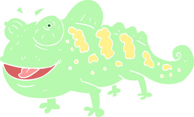 flat color illustration of chameleon